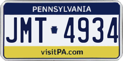 PA license plate JMT4934
