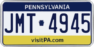 PA license plate JMT4945