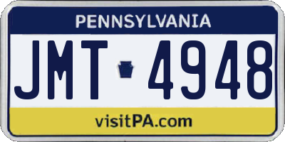 PA license plate JMT4948