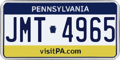 PA license plate JMT4965