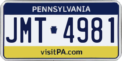 PA license plate JMT4981