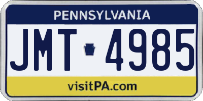 PA license plate JMT4985