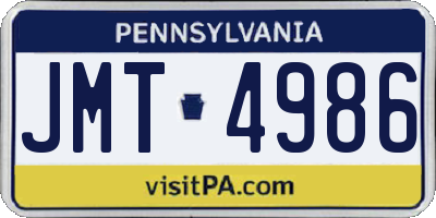 PA license plate JMT4986