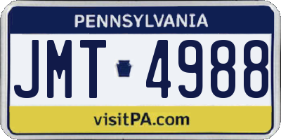 PA license plate JMT4988