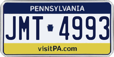 PA license plate JMT4993