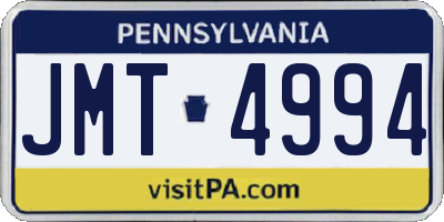 PA license plate JMT4994