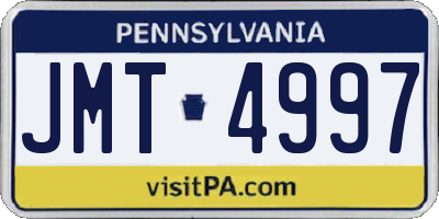 PA license plate JMT4997