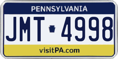 PA license plate JMT4998