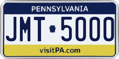 PA license plate JMT5000