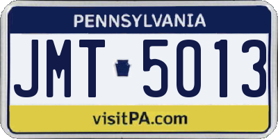 PA license plate JMT5013