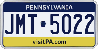 PA license plate JMT5022