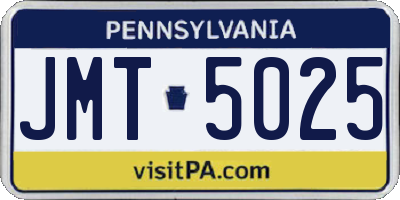 PA license plate JMT5025