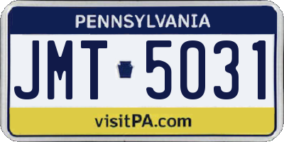 PA license plate JMT5031