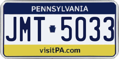 PA license plate JMT5033