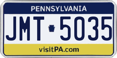 PA license plate JMT5035