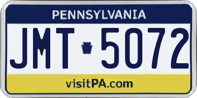 PA license plate JMT5072