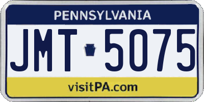 PA license plate JMT5075