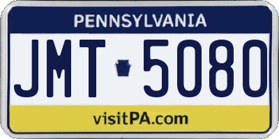 PA license plate JMT5080