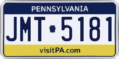 PA license plate JMT5181