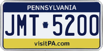 PA license plate JMT5200