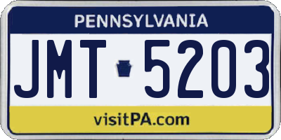 PA license plate JMT5203