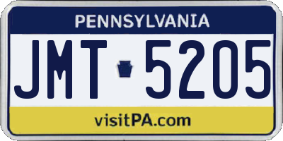 PA license plate JMT5205