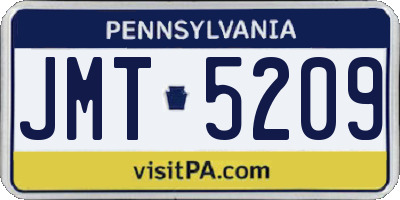 PA license plate JMT5209