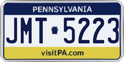 PA license plate JMT5223