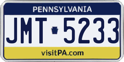 PA license plate JMT5233
