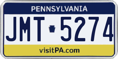 PA license plate JMT5274