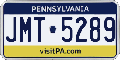 PA license plate JMT5289