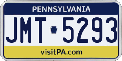 PA license plate JMT5293