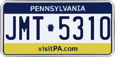 PA license plate JMT5310