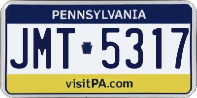 PA license plate JMT5317
