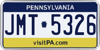 PA license plate JMT5326