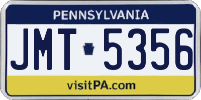 PA license plate JMT5356