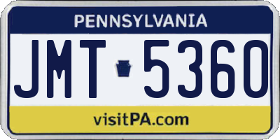PA license plate JMT5360