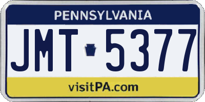 PA license plate JMT5377