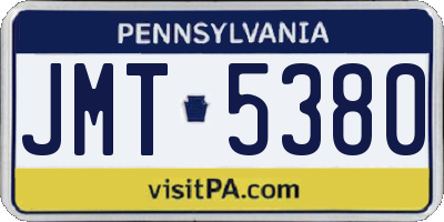 PA license plate JMT5380