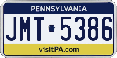 PA license plate JMT5386