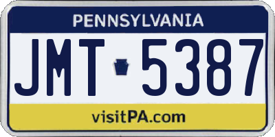 PA license plate JMT5387