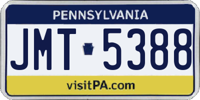 PA license plate JMT5388
