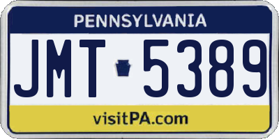 PA license plate JMT5389