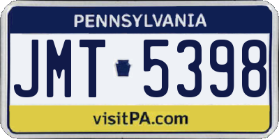 PA license plate JMT5398