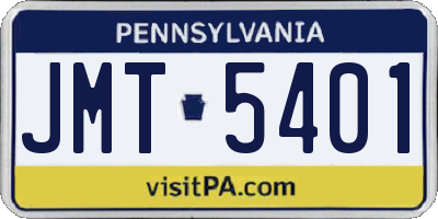 PA license plate JMT5401