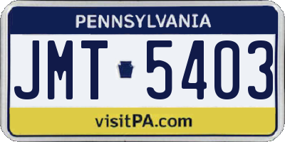 PA license plate JMT5403