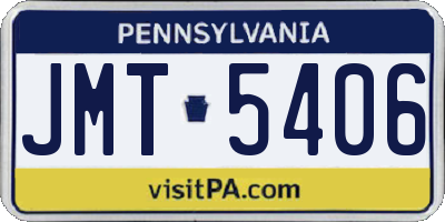 PA license plate JMT5406
