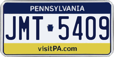 PA license plate JMT5409