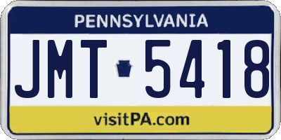 PA license plate JMT5418