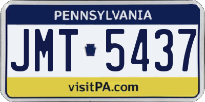 PA license plate JMT5437